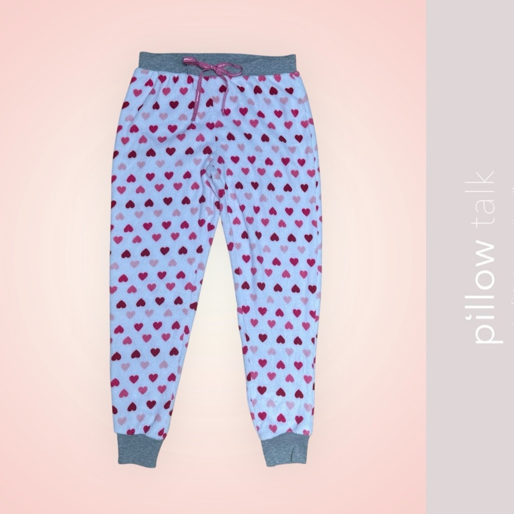 Pillow Talk Hearts Fleece‎ Pajama Bottoms, Size XL, MSRP $25